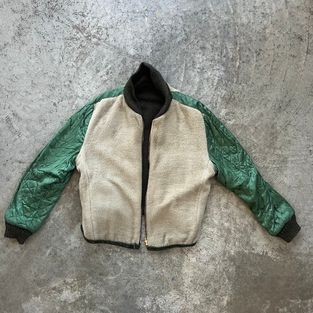 Vintage Cooper Sportswear Reversible Suede Fleece Bomber Jacket XL Olive - Picture 8 of 10